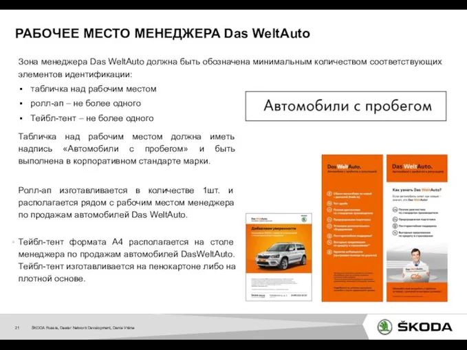 Зона менеджера Das WeltAuto должна быть обозначена минимальным количеством соответствующих элементов