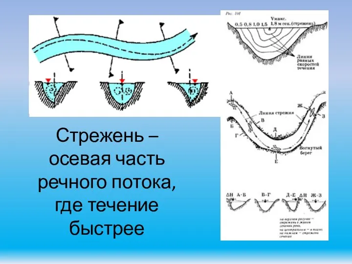 Стрежень – осевая часть речного потока, где течение быстрее