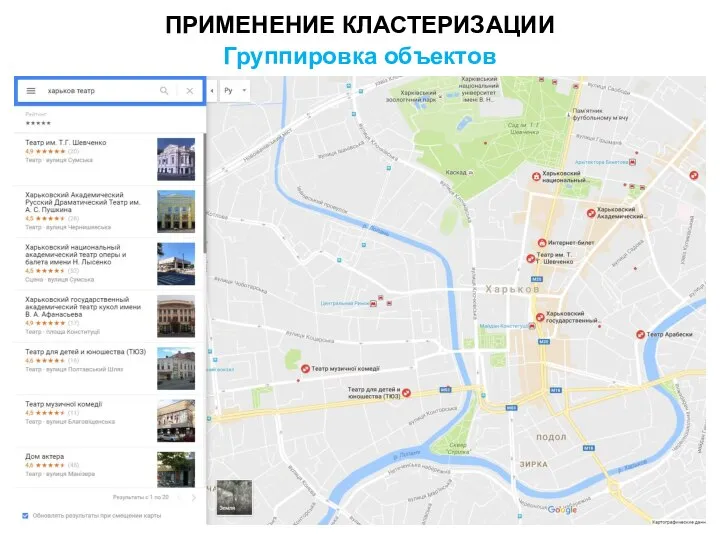 ПРИМЕНЕНИЕ КЛАСТЕРИЗАЦИИ Группировка объектов