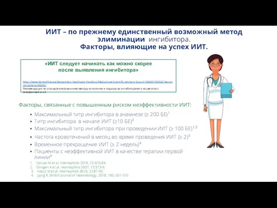 ИИТ – по прежнему единственный возможный метод элиминации ингибитора. Факторы, влияющие