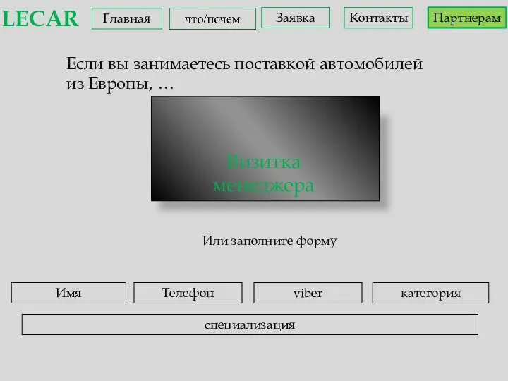 Если вы занимаетесь поставкой автомобилей из Европы, … Визитка менеджера Или