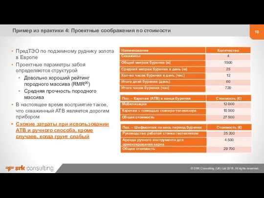 Пример из практики 4: Проектные соображения по стоимости ПредТЭО по подземному