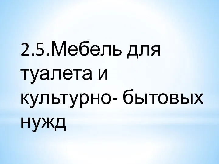 2.5.Мебель для туалета и культурно- бытовых нужд