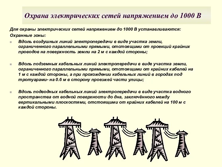 Охрана электрических сетей напряжением до 1000 В Для охраны электрических сетей