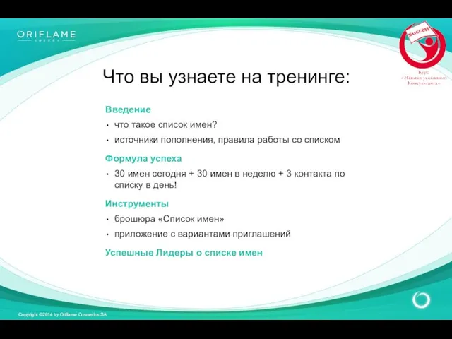 Что вы узнаете на тренинге: Введение что такое список имен? источники