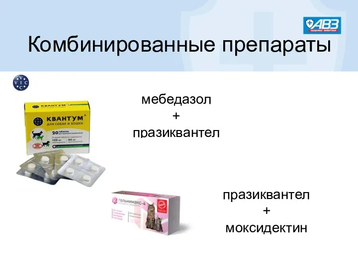 Комбинированные препараты мебедазол + празиквантел празиквантел + моксидектин