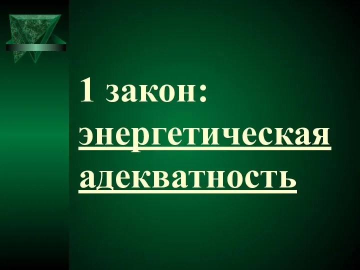 1 закон: энергетическая адекватность