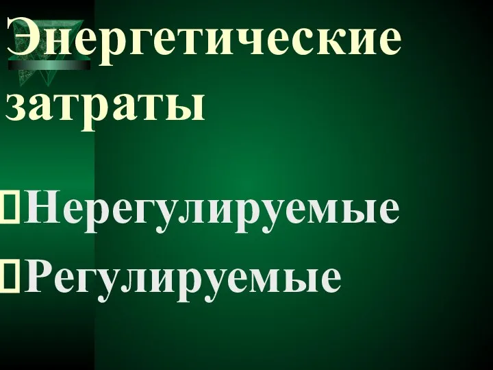 Энергетические затраты Нерегулируемые Регулируемые