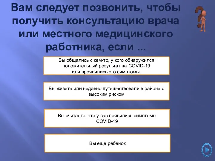 Вы живете или недавно путешествовали в районе с высоким риском Вы