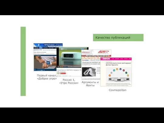 Первый канал, «Доброе утро» Россия 1, «Утро России» Аргументы и Факты Cosmopolitan Качество публикаций