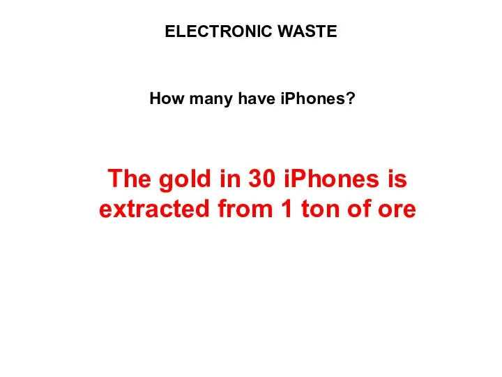 ELECTRONIC WASTE How many have iPhones? The gold in 30 iPhones