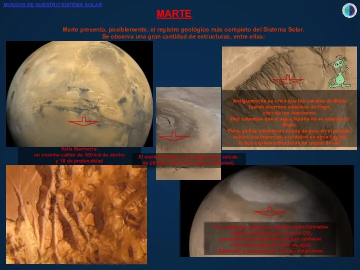 MARTE Marte presenta, posiblemente, el registro geológico más completo del Sistema
