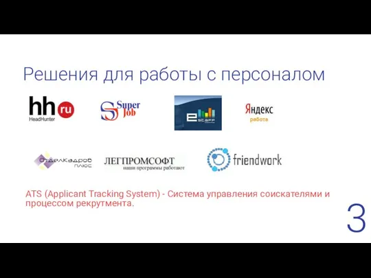 Решения для работы с персоналом ATS (Applicant Tracking System) - Система управления соискателями и процессом рекрутмента.