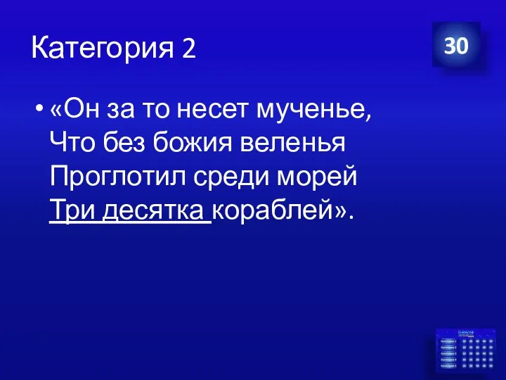 Категория 2 «Он за то несет мученье, Что без божия веленья