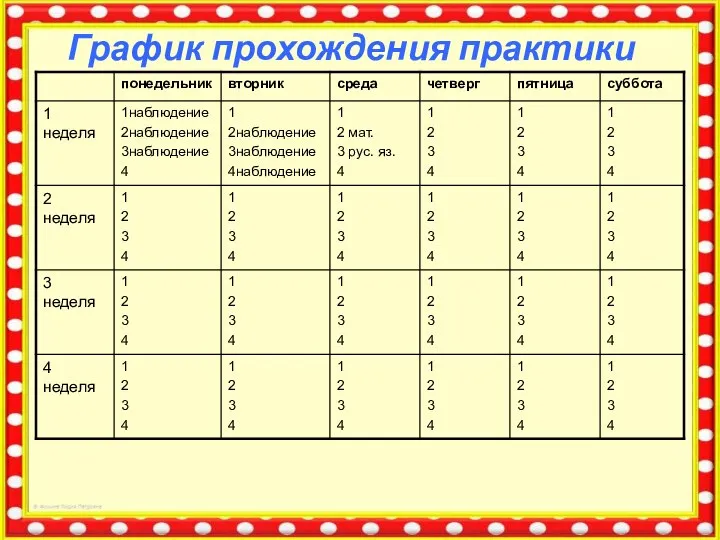 График прохождения практики