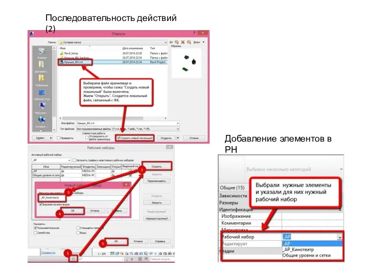 Последовательность действий (2) Добавление элементов в РН