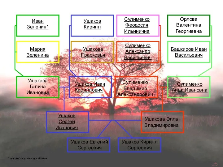 * подчеркнутые - погибшие Ушаков Евгений Сергеевич Ушаков Кирилл Сергеевич Ушаков