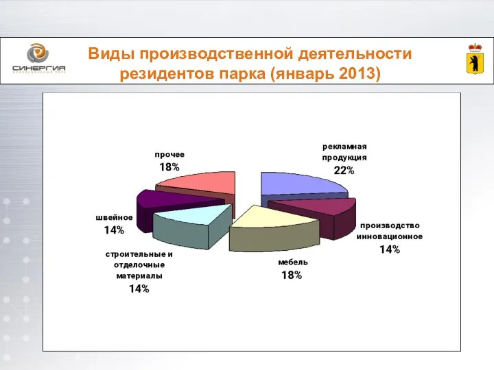 Виды производственной деятельности резидентов парка (январь 2013)