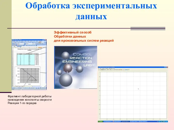 Обработка экспериментальных данных Фрагмент лабораторной работы нахождение константы скорости Реакции 1-го