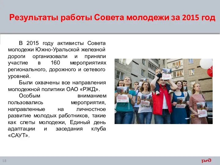 Результаты работы Совета молодежи за 2015 год В 2015 году активисты