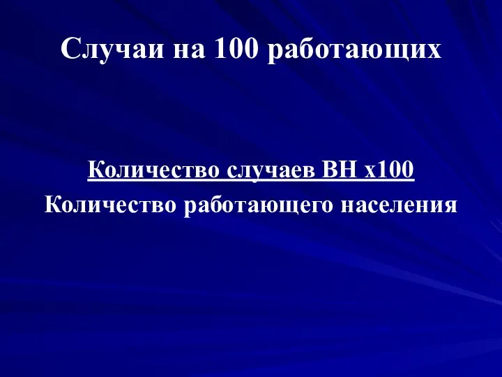 Случаи на 100 работающих Количество случаев ВН х100 Количество работающего населения