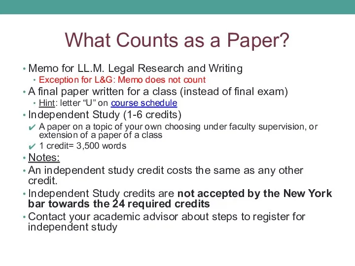 What Counts as a Paper? Memo for LL.M. Legal Research and
