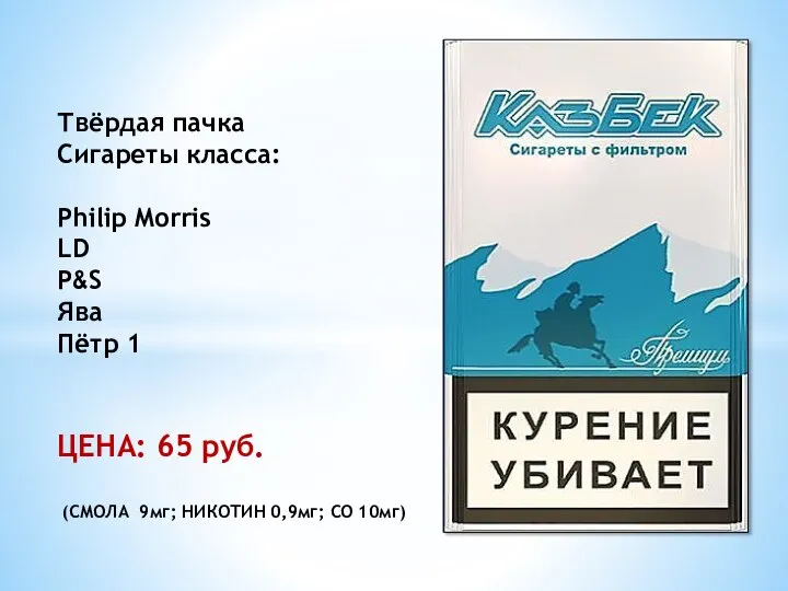 Твёрдая пачка Сигареты класса: Philip Morris LD P&S Ява Пётр 1