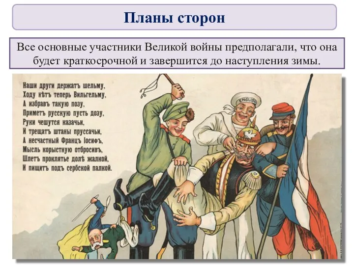 Все основные участники Великой войны предполагали, что она будет краткосрочной и