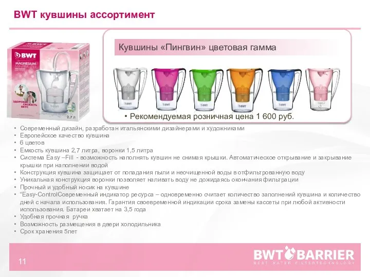 BWT кувшины ассортимент Современный дизайн, разработан итальянскими дизайнерами и художниками Европейское