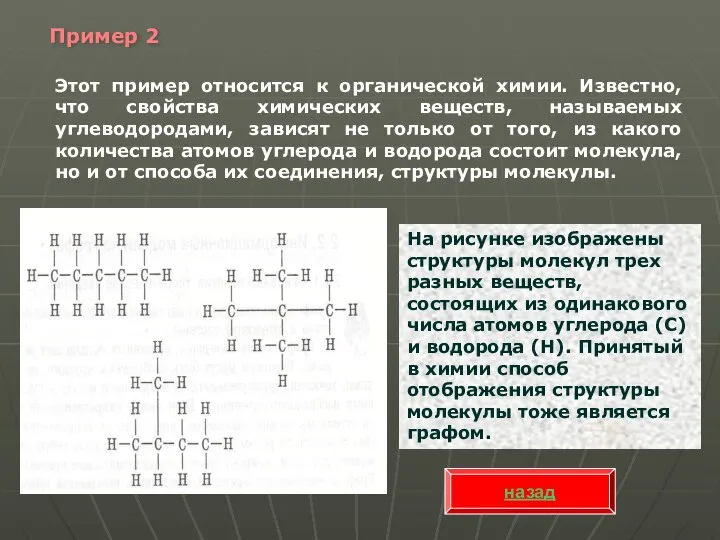 Пример 2 Этот пример относится к органической химии. Известно, что свойства