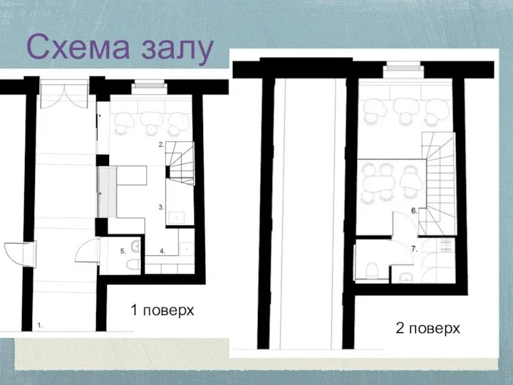 Cхема залу 1 поверх 2 поверх