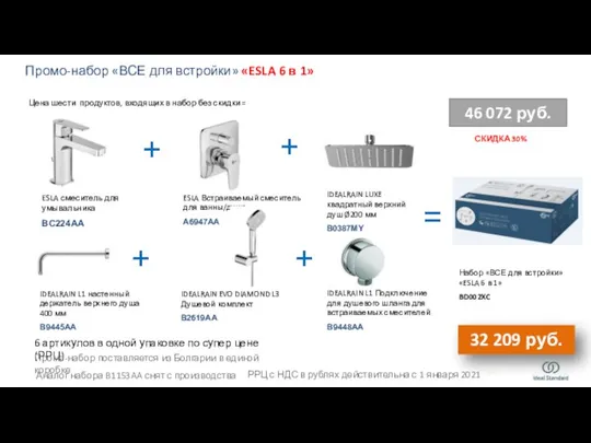 СКИДКА 30% Промо-набор «ВСЕ для встройки» «ESLA 6 в 1» 6