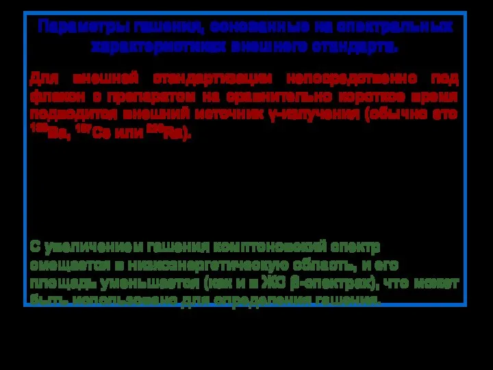 Параметры гашения, основанные на спектральных характеристиках внешнего стандарта. Для внешней стандартизации