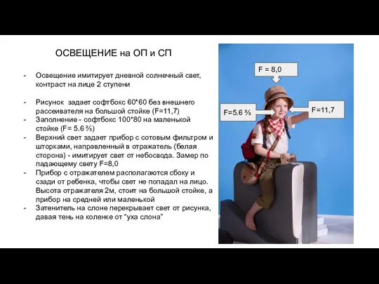 ОСВЕЩЕНИЕ на ОП и СП Освещение имитирует дневной солнечный свет, контраст