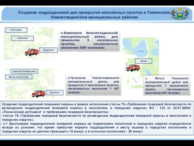 Создание подразделений для прикрытия населённых пунктов в Тюменском, Нижнетавдинском муниципальных районах