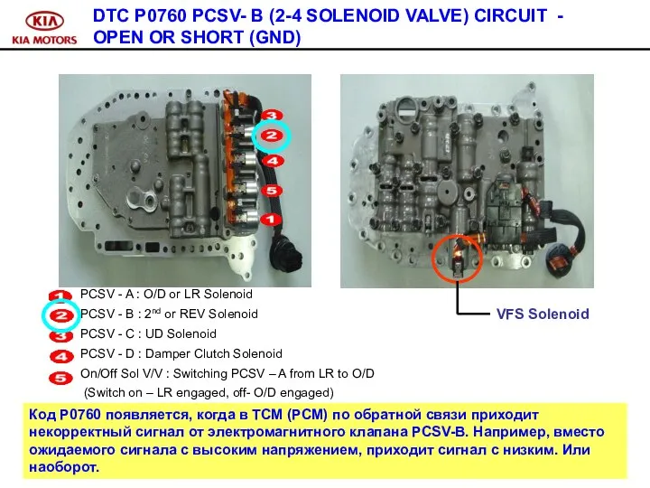 DTC P0760 PCSV- B (2-4 SOLENOID VALVE) CIRCUIT - OPEN OR