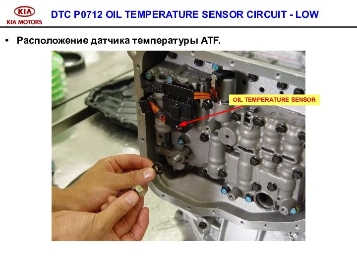 DTC P0712 OIL TEMPERATURE SENSOR CIRCUIT - LOW Расположение датчика температуры ATF. OIL TEMPERATURE SENSOR