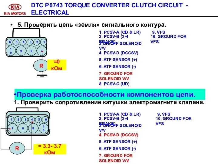 DTC P0743 TORQUE CONVERTER CLUTCH CIRCUIT - ELECTRICAL 5. Проверить цепь