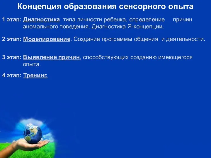 000000000000 000000000000 Концепция образования сенсорного опыта 1 этап: Диагностика типа личности