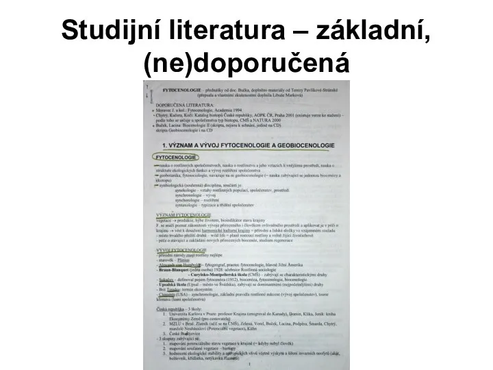 Studijní literatura – základní, (ne)doporučená