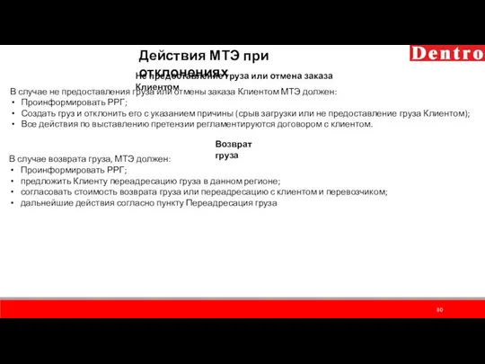 В случае не предоставления груза или отмены заказа Клиентом МТЭ должен: