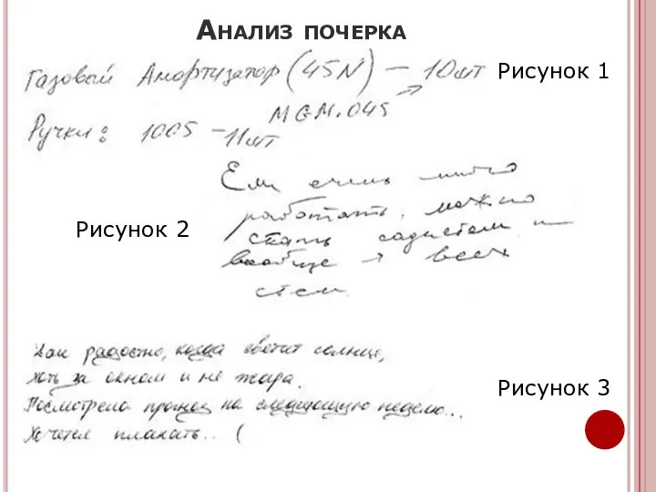 Анализ почерка Рисунок 1 Рисунок 2 Рисунок 3