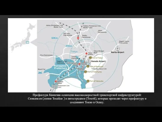 Префектура Канагава оснащена высокоскоростной транспортной инфраструктурой: Синкансен (линия Токайдо ) и