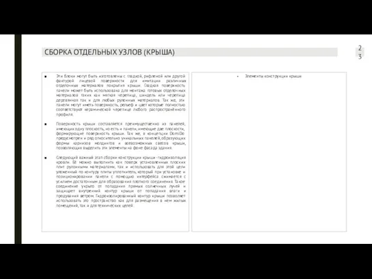 СБОРКА ОТДЕЛЬНЫХ УЗЛОВ (КРЫША) Эти блоки могут быть изготовлены с гладкой,