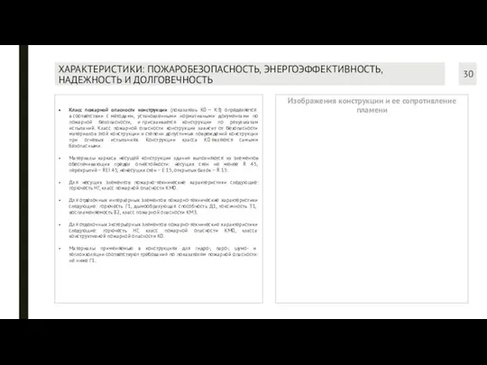 Класс пожарной опасности конструкции (показатель K0 — K3) определяется в соответствии