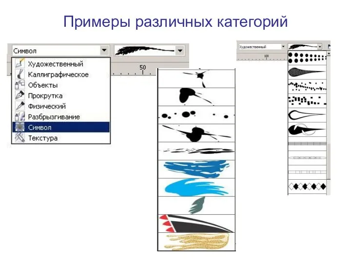 Примеры различных категорий