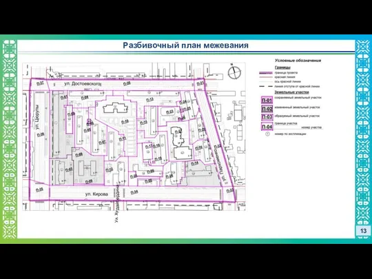 Разбивочный план межевания 13 Ул. Ху