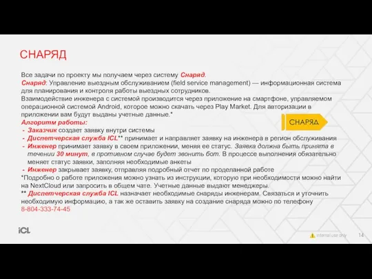 СНАРЯД Все задачи по проекту мы получаем через систему Снаряд. Снаряд: