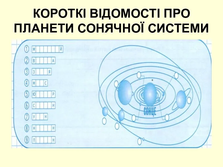 КОРОТКІ ВІДОМОСТІ ПРО ПЛАНЕТИ СОНЯЧНОЇ СИСТЕМИ