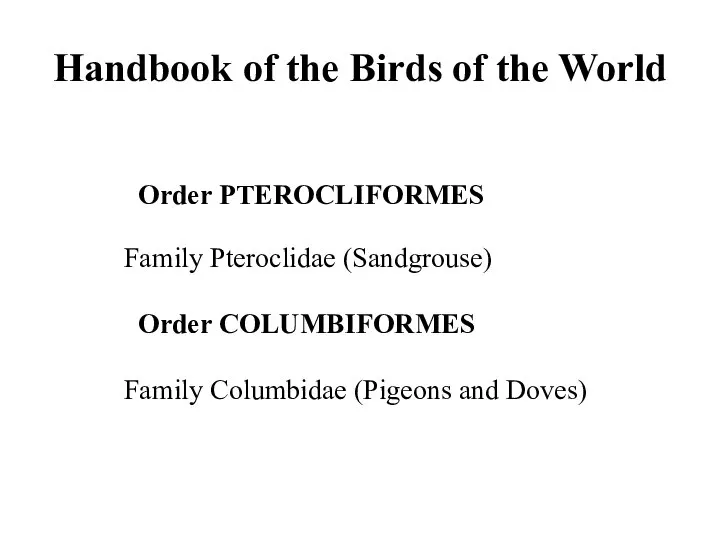 Handbook of the Birds of the World